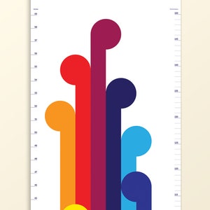 Designer Growth Chart for the stylish kids room. Great baby shower gift or first birthday gift. Modern rainbow height chart for the nursery image 3