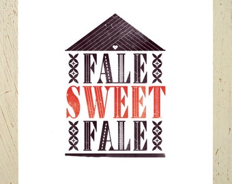 Fale Sweet Fale typographic digital print - inspired by New Zealand and the Pacific Islands. Large size by Erupt Prints. Pacifika artwork