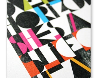 Slice of Heaven (a New Zealand song classic) - multicolour. Typographic print by Erupt Prints