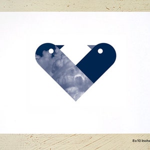 Love Birds print in navy blue by Erupt Prints. A4 print or 8x10 print sizes available