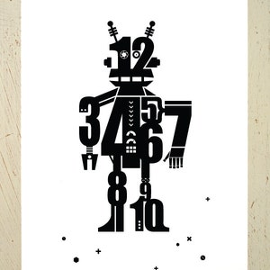 Kids wall art Robot print for the nursery or child's room. Art print for a girl or boy's nursery or big kids room image 2