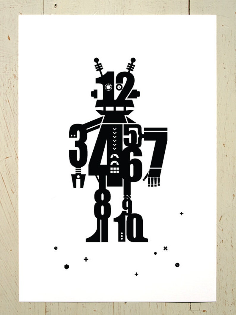 Kids wall art Robot print for the nursery or child's room. Art print for a girl or boy's nursery or big kids room image 2