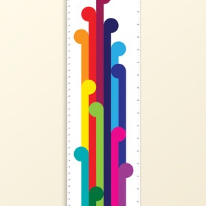 Designer Growth Chart for the stylish kids room. Great baby shower gift or first birthday gift. Modern rainbow height chart for the nursery image 2