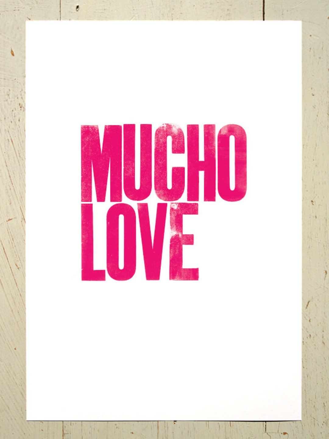 Mucho Love Typographic Art Print Pink. Large Size by Erupt Prints ...