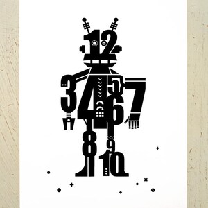 Kids wall art Robot print for the nursery or child's room. Art print for a girl or boy's nursery or big kids room image 1