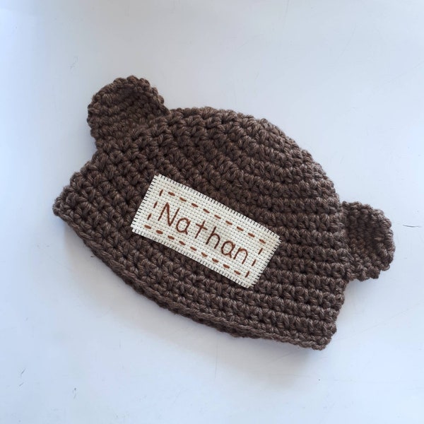 Baby bear hat, baby personalized hat, baby boy hat, baby girl hat, baby photo prop, baby shower gift, moms gift, newborn gift