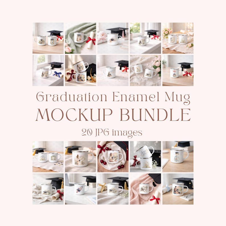 Graduation Enamel Mug Mockup Bundle, Camping Mug Mockup, Graduation Mug ...