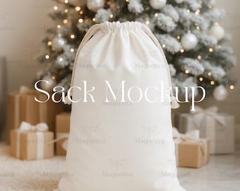Santa Sack Mockup, White Sack Mockup, Christmas Sack Mockup, Santa Bag Mockup