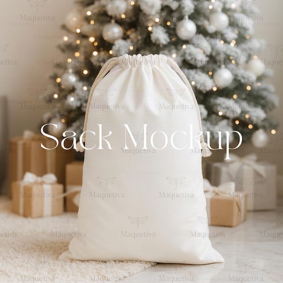 Santa Sack Mockup, White Sack Mockup, Christmas Sack Mockup, Santa Bag Mockup
