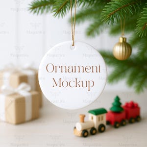 Ceramic Ornament Mockup, Round Ornament Mockup, Christmas Ornament Mockup, White Ornament Mockup, Sublimation Ornament Mockup Gold String