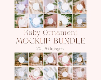 Christmas Ornament Mockup Bundle, Baby Ornament Mockup, Ceramic Ornament Mockup