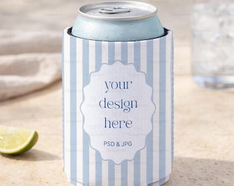 Summer Can Cooler Sleeve Mockup PSD & JPG (Digital Download)