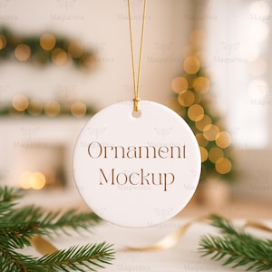 Ceramic Ornament Mockup, Christmas Ornament Mockup, Round Ornament Mockup, Blank White Ornament Mockup, Circle Ornament Mockup