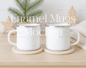 Mockup för julemaljmuggar, Mockup för campingmugg, Mockup för julkaffemugg