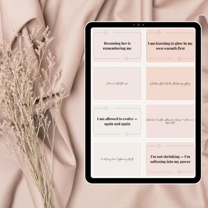 36 tarjetas de afirmación imprimibles / Baraja digital de motivación / Tarjetas de amor propio para mujeres / Herramienta de manifestación y mentalidad estética