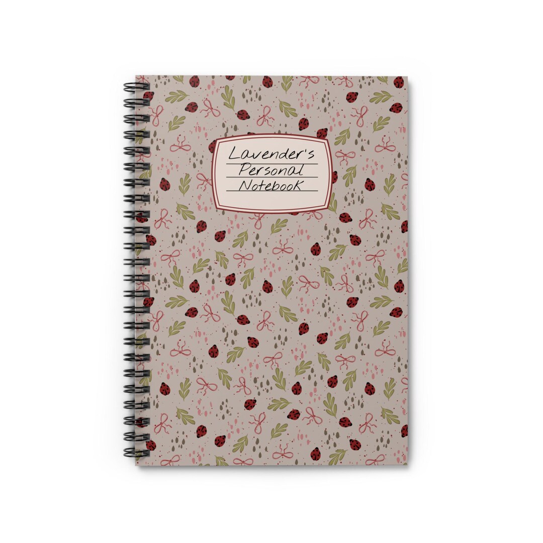 Customizable Ladybug Floral Pattern Notebook | Spiral Ruled Journal ...