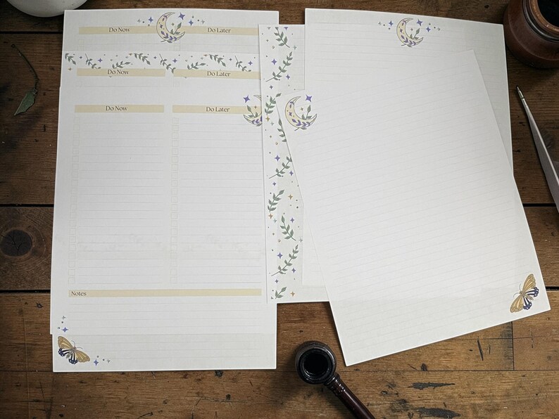 Moth & Moon Printable Writing Paper Set, Celestial Stationery ...