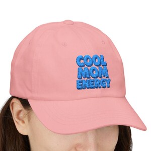 Cool Mom Hat, Embroidered Mom Cap, Retro Y2K Mom Baseball Hat, Trendy Mom Aesthetic Hat, Fun Mom Gift, Light Blue Mom Energy Cap