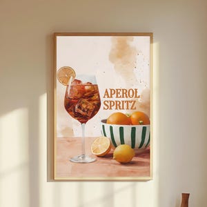 Aperol Spritz Printable Wall Art – Cocktail Drink Digital Print – Bar Cart Decor – Retro Summer Kitchen Art – Orange Drink Poster
