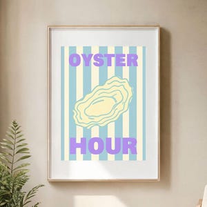 Afdrukbare muurkunst Oyster Hour, kustzeevruchtenkunst, moderne oceaanposter (digitale download)