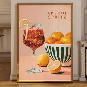 Aperol Spritz Printable Wall Art – Cocktail Drink Digital Print – Bar Cart Decor – Retro Summer Kitchen Art – Orange Drink Poster