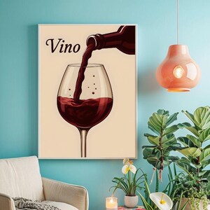 Vino Wein Kunstdruck - Rotwein digitale Wandkunst - druckbare Küchen- oder Bardekoration - Rotweinkunst - Vino Digitaldruck - Trinkt Wein