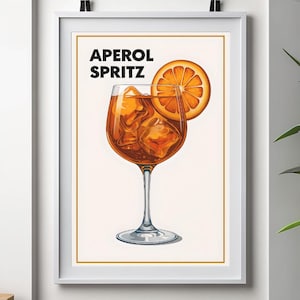 Póster de Aperol Spritz, decoración de pared vintage, regalo para amantes de los cócteles, arte de bar, ambiente veraniego, decoración de aperitivos