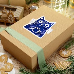 Whimsical Cat Kiss-Cut Stickers | Cute Cat Art | Laptop Decor, Gift for Cat Lovers, Unique Planner Stickers, Home Decor