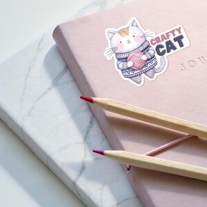 Crafty Cat Stickers | Adorable Cat Crafts Decals for Crafters, Planner Accessories, Gift for Cat Lovers, Cute Home Decor, Journal Stickers