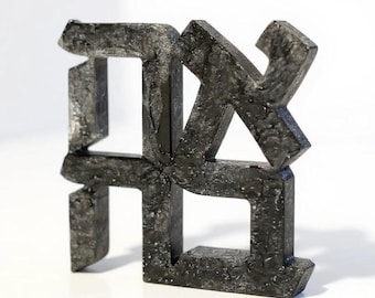Handmade Resin Ahava Sculpture: Jewish Love Symbol Decor