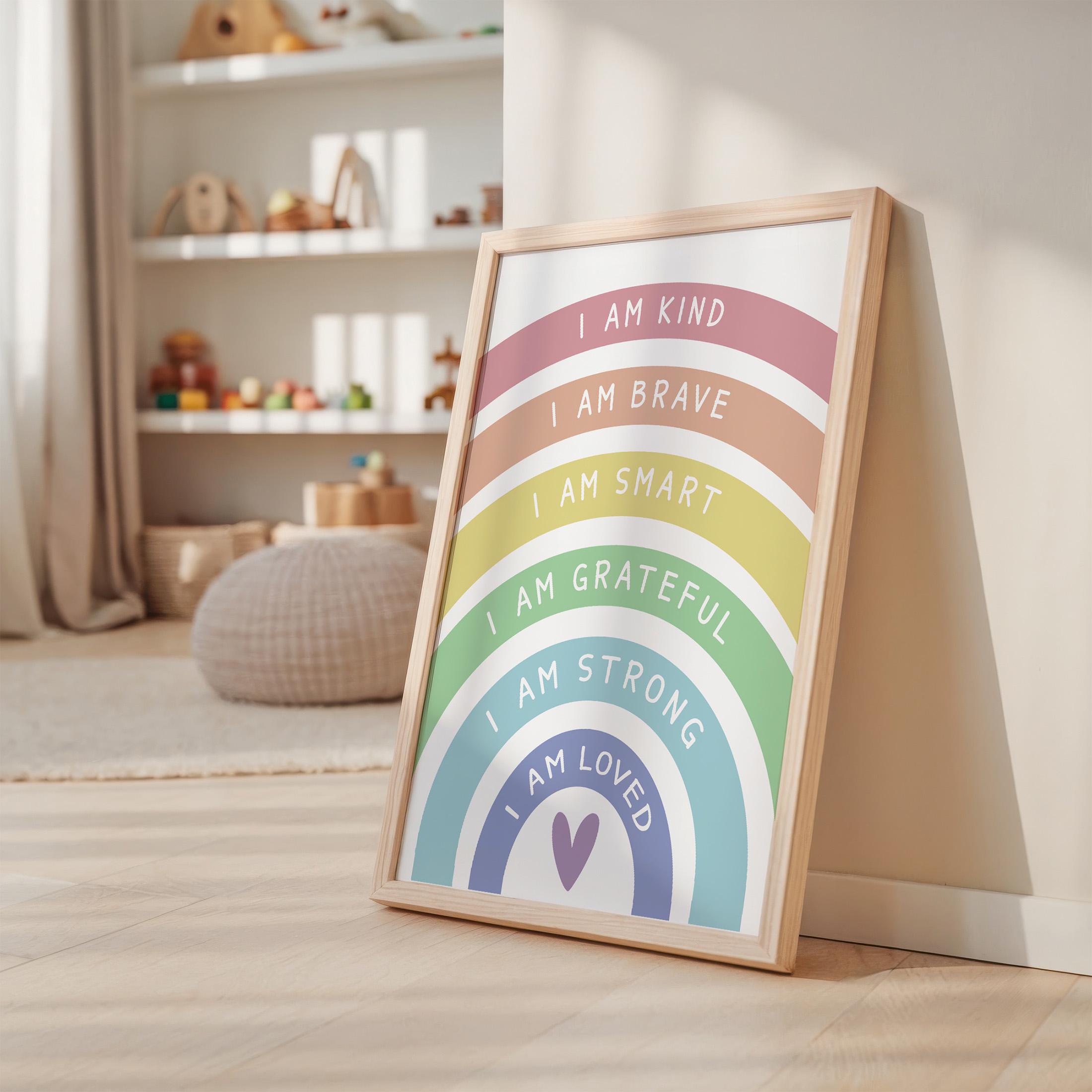 Kids Positive Affirmations Print | Boho Rainbow Wall Art - Etsy