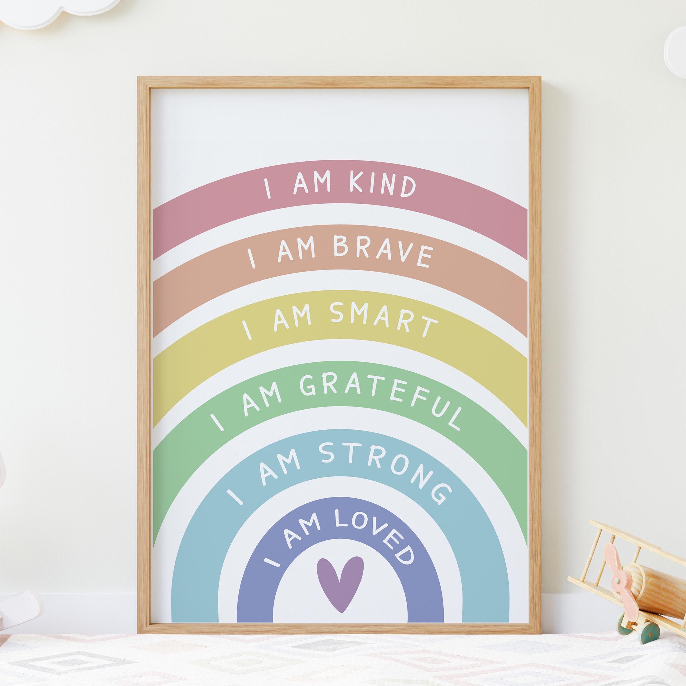 Kids Positive Affirmations Print | Boho Rainbow Wall Art - Etsy