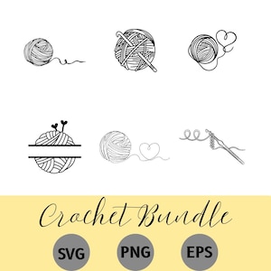 Crochet SVG PNG EPS Bundle | Crochet Lover Clipart | Yarn Quotes | Cricut & Silhouette Cut Files | Digital Download