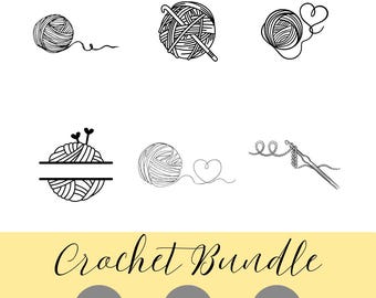 Crochet SVG PNG EPS Bundle | Crochet Lover Clipart | Yarn Quotes | Cricut & Silhouette Cut Files | Digital Download