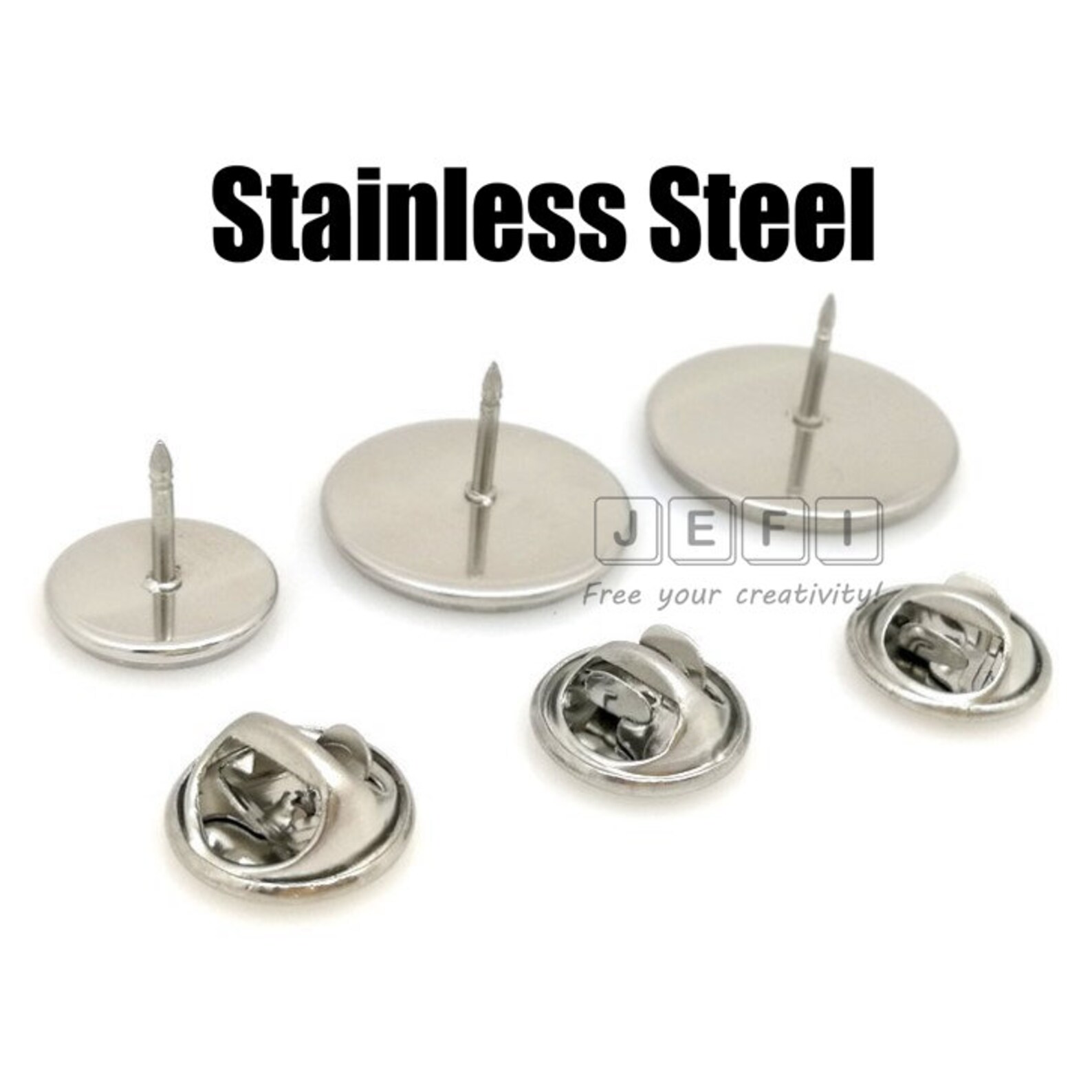 50 Sets Round Tie Tacks 316 Stainless Steel Tie Tack Clutch Etsy