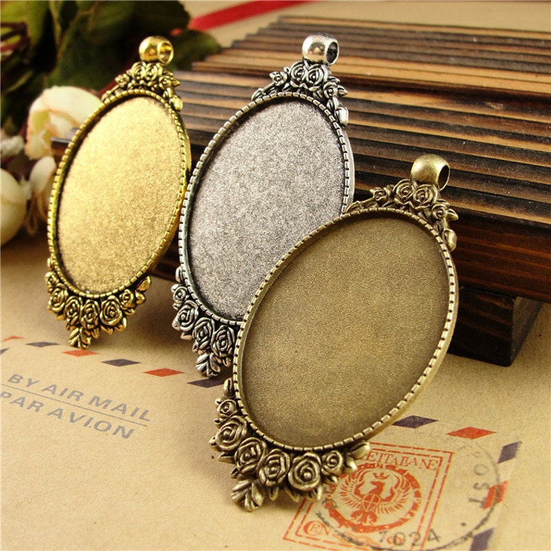 30 x 40 mm ciondolo ovale vassoio vuoto base Fit cabochon ovale 30 x 40 mm confezione da 20 30x40mm Antique Gold 30 x 40 mm ciondolo ovale vassoio vuoto base Fit cabochon ovale 30 x 40 mm confezione da 20 30x40mm Antique Gold