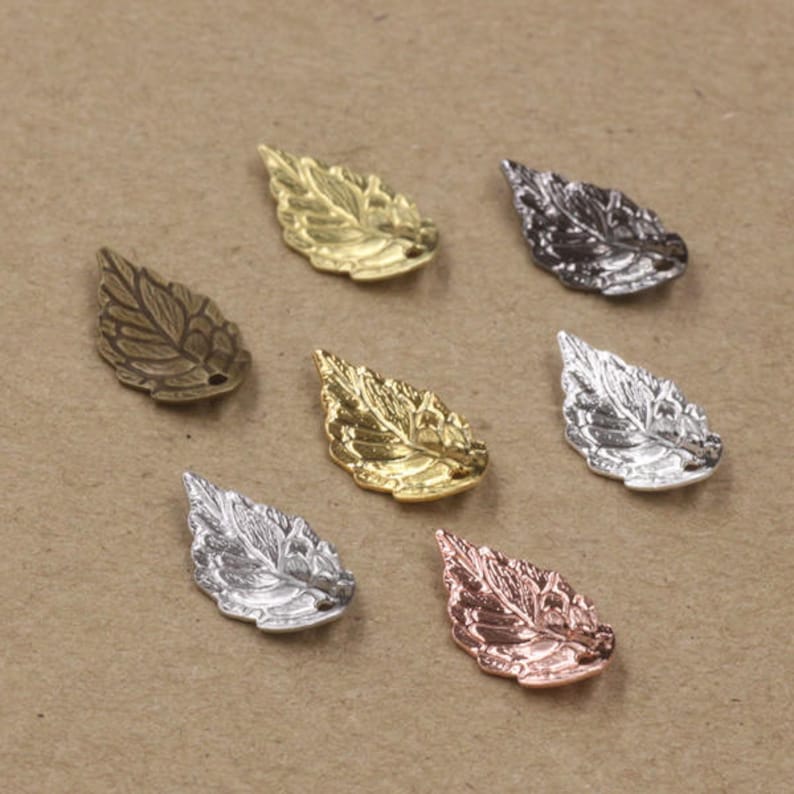 Wholesale 200 Brass Filigree Leaf Component 10x18mm Raw Brass Antique Bronze Silver Gold Rose Gold Platinum Gun-Metal 14k Gold
