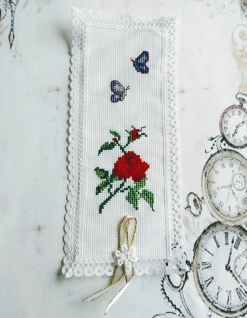 Victorian Lace Roses Bookmark Gift For Book Lover Cross Stitch Book Mark Butterflies Steampunk Cross Stitch Art Collectibles Efp Osteology Org