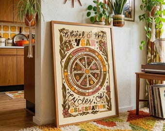 Illustrated Pagan Wheel of the Year Cottagecore (Digital Download)