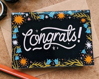 Floral Congratulations Card | Cute Greetings Card | Hand Lettering