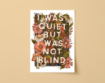Lámina con cita de Jane Austen: Ilustración floral escrita a mano (A3, sin marco)