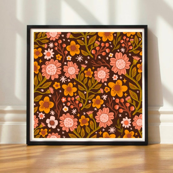 Vintage Illustrated Floral Arrangement Art Print Vintage Illustrated Floral Arrangement Art Print