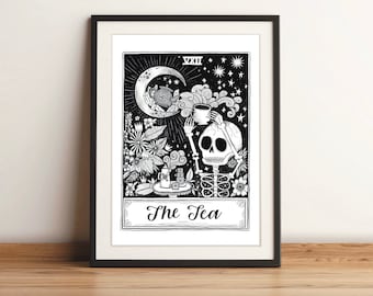 Art Print | The Tea Tarot | Hand Lettered Illustration by Steph Says Hello | UNFRAMED