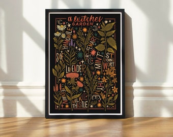 Art Print | Witches Garden Plant Chart | Botanical Illustration by Steph Says Hello | UNFRAMED