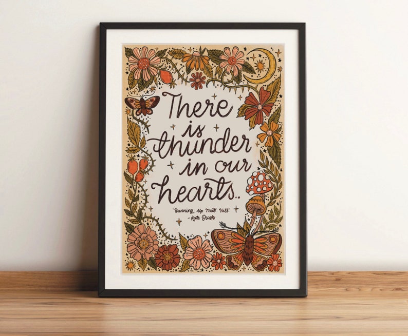 Art Print Thunder in Our Hearts Hand Lettered Song Lyrics Kate Bush UNFRAMED image 1