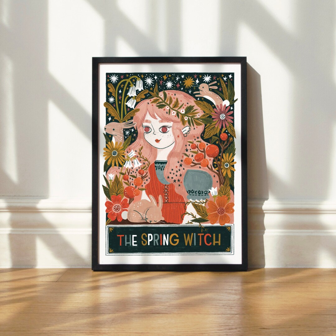 Art Print the Spring Witch Wall Art Hand Lettered Pagan Witch Illustration Print UNFRAMED Etsy