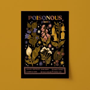 Art Print | Poisonous Plants Chart | Hand Lettered Botanical Illustration by Steph Says Hello | UNFRAMED