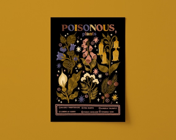 Art Print | Poisonous Plants Chart | Hand Lettered Botanical Illustration by Steph Says Hello | UNFRAMED