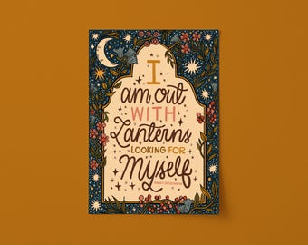 Hand Lettered Emily Dickinson Quote Art Print. Unframed Celestial Self Help Quote Digital Artwork