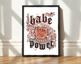 Art Print | Babe With The Power | Hand Lettered Labyrinth Quote Illustration by Steph Says Hello